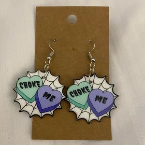 Valentines candy spider web spooky earrings